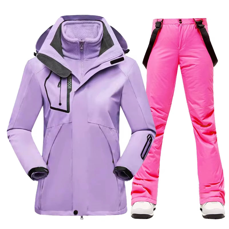New Winter Ski Suit Women Warm Windproof Waterproof Ski Jacket Ski Pants Female Outdoor Sports Snow Coat Trousers Snowboard Wear